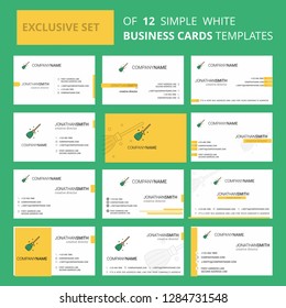 Set of 12 Broom Creative Busienss Card Template. Editable Creative logo and Visiting card background