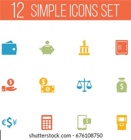 Set Of 12 Budget Icons Set.Collection Of Currency, Sack, Save Money And Other Elements.