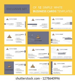 Set of 12 Burner Creative Busienss Card Template. Editable Creative logo and Visiting card background
