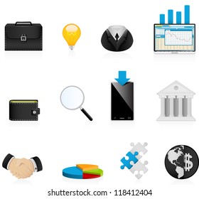 Set of 12 Business and Financial interface icons. Fully editable vector graphics.