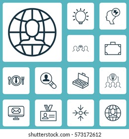Set Of 12 Business Management Icons. Includes Coaching, Document Suitcase, Email And Other Symbols. Beautiful Design Elements.