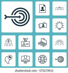 Set Of 12 Business Management Icons. Includes Arrow, Global Work, Cv And Other Symbols. Beautiful Design Elements.