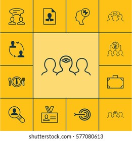 Set Of 12 Business Management Icons. Includes Coaching, Authentication, Arrow And Other Symbols. Beautiful Design Elements.