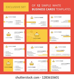 Set of 12 Cake Creative Busienss Card Template. Editable Creative logo and Visiting card background