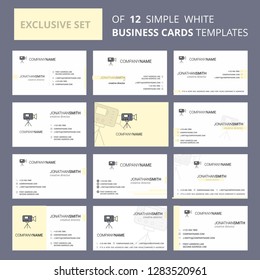 Set of 12 Camcoder Creative Busienss Card Template. Editable Creative logo and Visiting card background