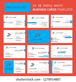 Set of 12 Candy Creative Busienss Card Template. Editable Creative logo and Visiting card background