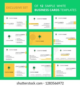 Set of 12 Candy Creative Busienss Card Template. Editable Creative logo and Visiting card background