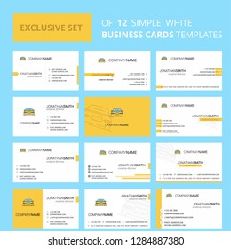 Set of 12 Car  Creative Busienss Card Template. Editable Creative logo and Visiting card background