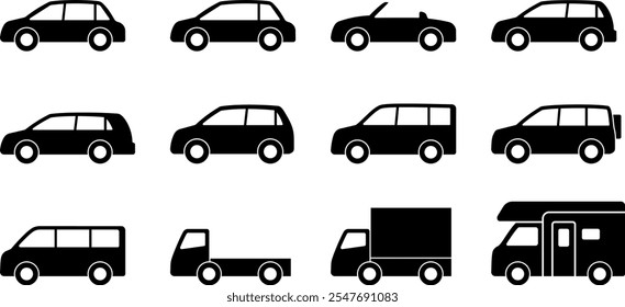 Set of 12 car icons