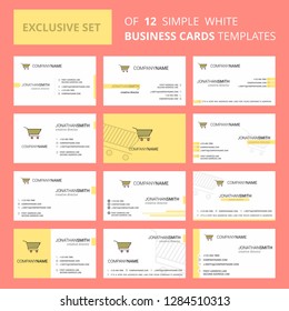 Set of 12 Cart  Creative Busienss Card Template. Editable Creative logo and Visiting card background