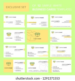 Set of 12 Carton  Creative Busienss Card Template. Editable Creative logo and Visiting card background