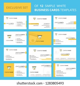 Set of 12 Cctv Creative Busienss Card Template. Editable Creative logo and Visiting card background