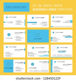 Set of 12 CD Creative Busienss Card Template. Editable Creative logo and Visiting card background