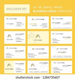 Set of 12 Cheers Creative Busienss Card Template. Editable Creative logo and Visiting card background
