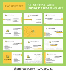 Set of 12 Chemical flask  Creative Busienss Card Template. Editable Creative logo and Visiting card background
