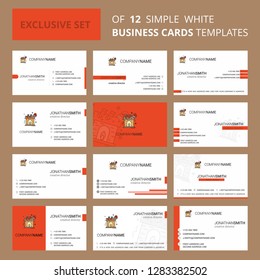 Set of 12 Chimney  Creative Busienss Card Template. Editable Creative logo and Visiting card background