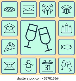 Set Of 12 Christmas Icons. Can Be Used For Web, Mobile, UI And Infographic Design. Includes Elements Such As Winter, Greeting Email, Wax And More.