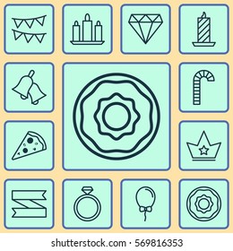 Set Of 12 Christmas Icons. Includes Ringer, Balloon, Decorative Flags And Other Symbols. Beautiful Design Elements.