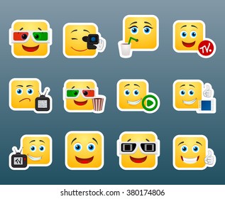 Set of 12 cinema smile stickers