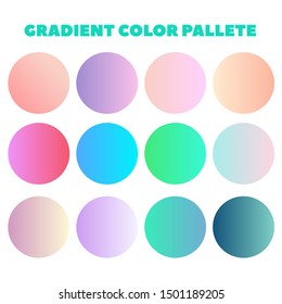 Set of 12 circle with gradient colour pallet. Easy to use for backgrounds, UX Design, Plat design, Character illustration