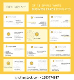 Set of 12 Clock  Creative Busienss Card Template. Editable Creative logo and Visiting card background