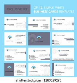 Set of 12 Cloud protected  Creative Busienss Card Template. Editable Creative logo and Visiting card background