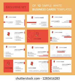 Set of 12 Cock  Creative Busienss Card Template. Editable Creative logo and Visiting card background
