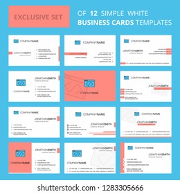 Set of 12 Code Creative Busienss Card Template. Editable Creative logo and Visiting card background