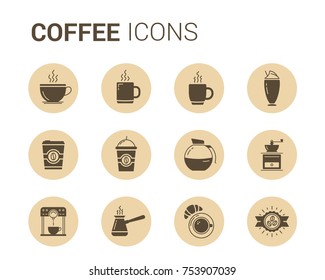Set of 12 coffee icons, vector eps10 illustration