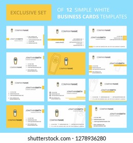 Set of 12 Coffin  Creative Busienss Card Template. Editable Creative logo and Visiting card background