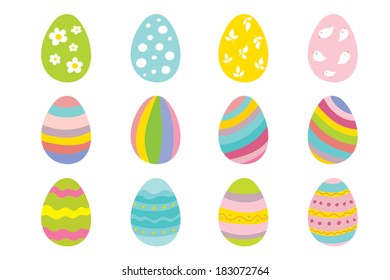 Set of 12 color Easter eggs.