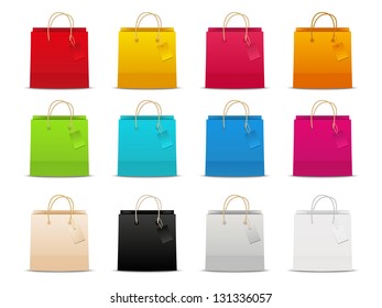 Set of 12 color shopping bags