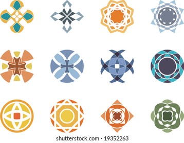 A set of 12 colorful decorative designs and icons, vector series.