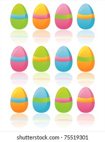 set of 12 colorful easter eggs
