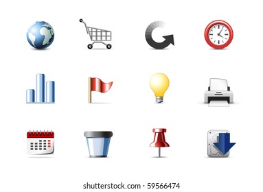 Set of 12 colorful internet and web icons