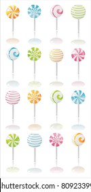 set of 12 colorful lollipops icons