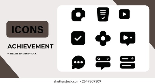 Set of 12 communication icons. Editable vector stock.