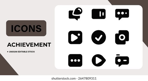 Set of 12 communication icons. Editable vector stock.