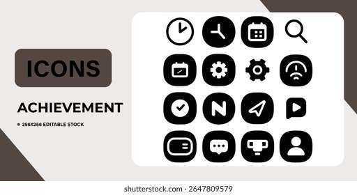 Set of 12 communication icons. Editable vector stock.