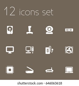Set Of 12 Computer Icons Set.Collection Of Photocopy, Supply, Record And Other Elements.