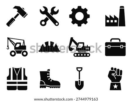 Set of 12 Construction and Industry Icons Vector