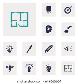 Set Of 12 Constructive Icons Set.Collection Of Scheme, Concept, Arrow And Other Elements.