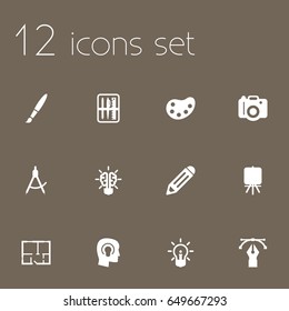 Set Of 12 Constructive Icons Set.Collection Of Concept, Case, Pen And Other Elements.
