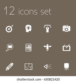 Set Of 12 Constructive Icons Set.Collection Of Scheme , Idea , Stand Elements.
