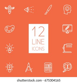 Set Of 12 Constructive Outline Icons Set.Collection Of Dividers, Vision, Concept And Other Elements.