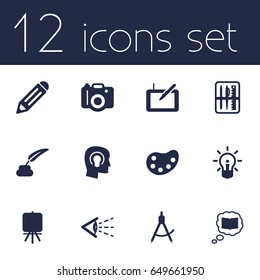 Set Of 12 Creative Icons Set.Collection Of Idea, Science, Case And Other Elements.
