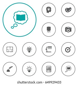 Set Of 12 Creative Icons Set.Collection Of Case, Artist, Idea And Other Elements.