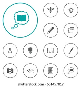 Set Of 12 Creative Icons Set.Collection Of Illuminator, Case, Concept And Other Elements.
