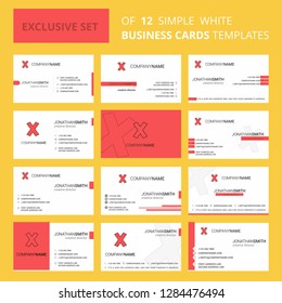 Set of 12 Cross Creative Busienss Card Template. Editable Creative logo and Visiting card background