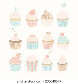 Set of 12 cupcakes.